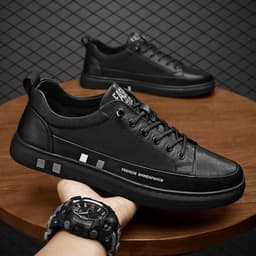 image-European Station Mens White Low Top Sneakers Casual Shoes