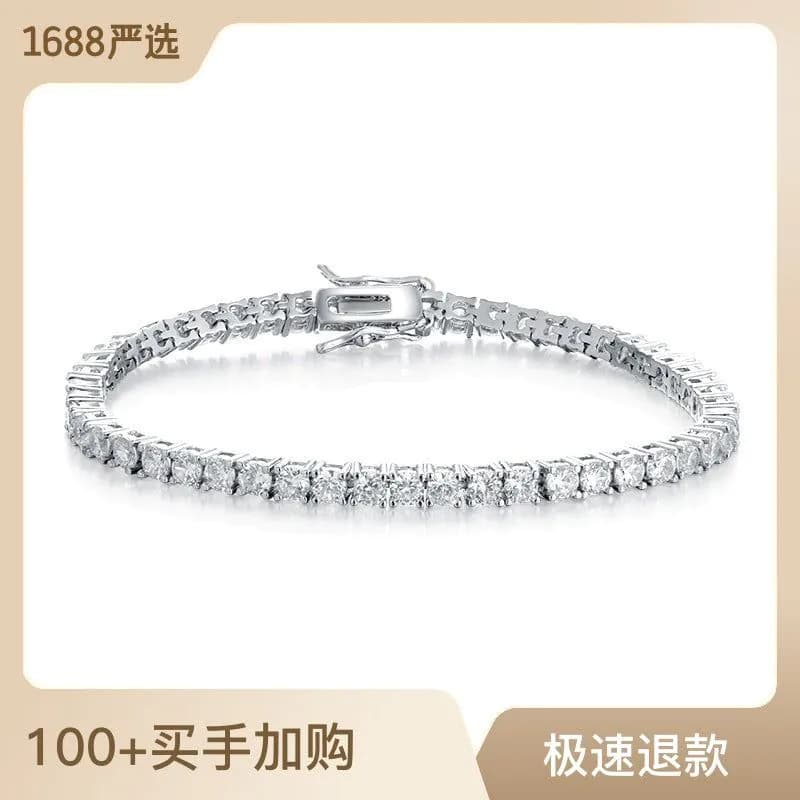 image-18K Gold Zircon Tennis Bracelet - White 8.5"