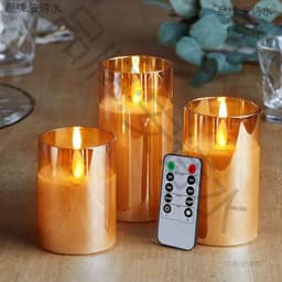 image-Electroplated Glass Candle Holder - LED Simulation