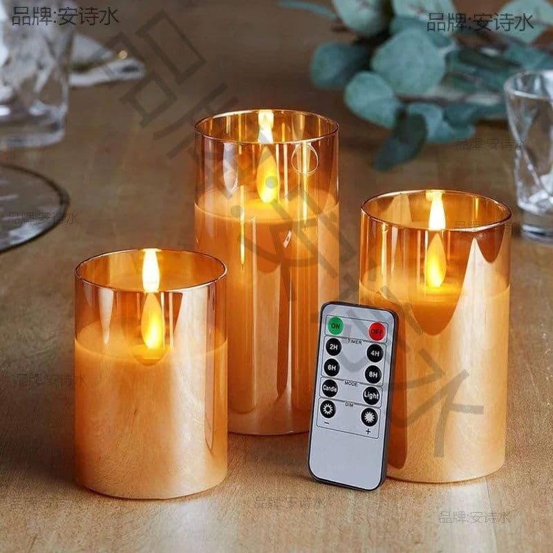image-Electroplated Glass Candle Holder - LED Simulation