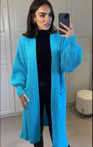 image-Women's Cardigan Sweater - Deep Pink Lantern Sleeve
