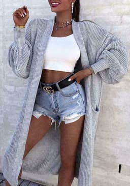 image-Women's Cardigan Sweater - Deep Pink Lantern Sleeve