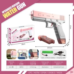 image-Electric Water Gun Toy for Kids - Pink Glock Style