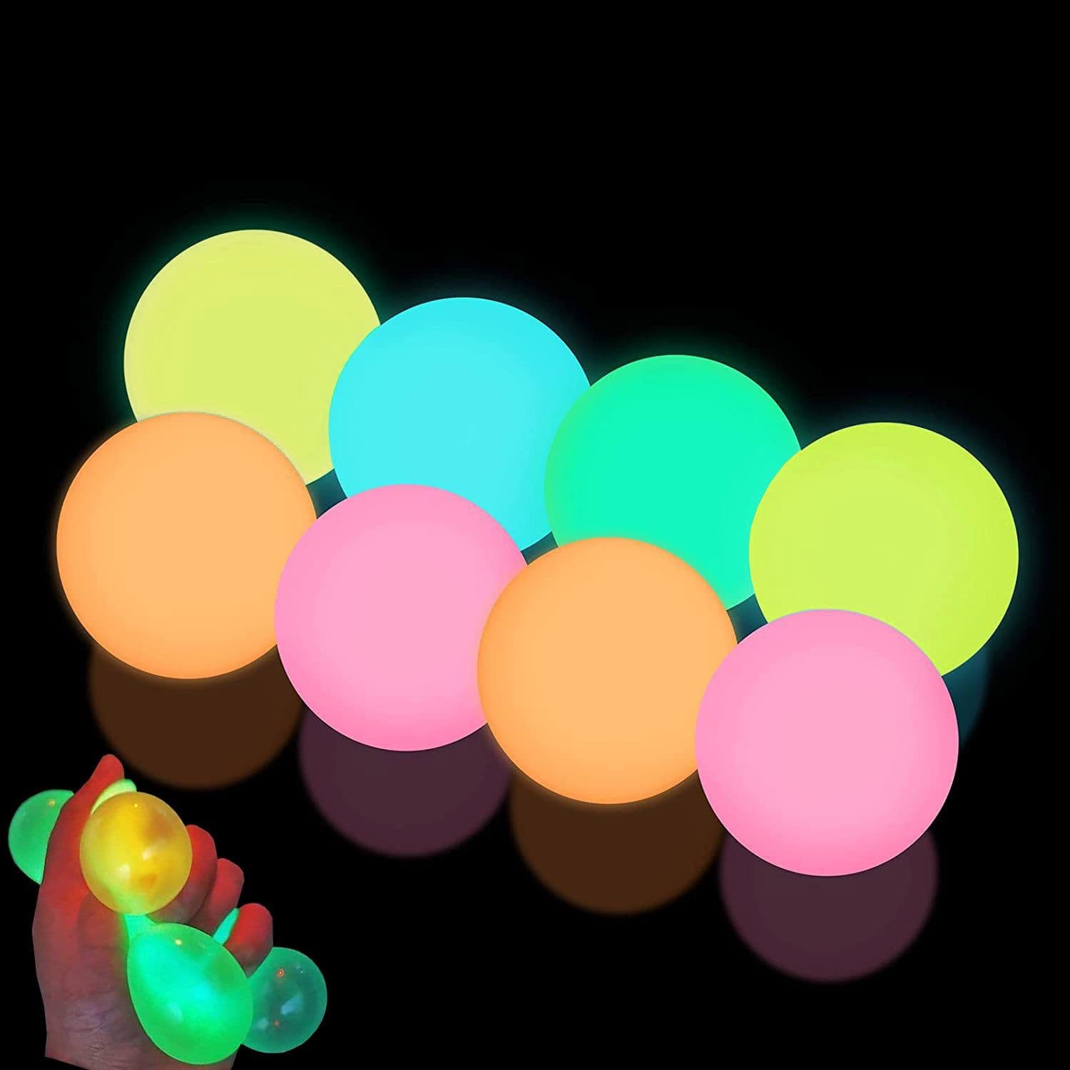 image-Sticky Wall Ball - Yellow 6cm Luminous Ceiling Throw Toy