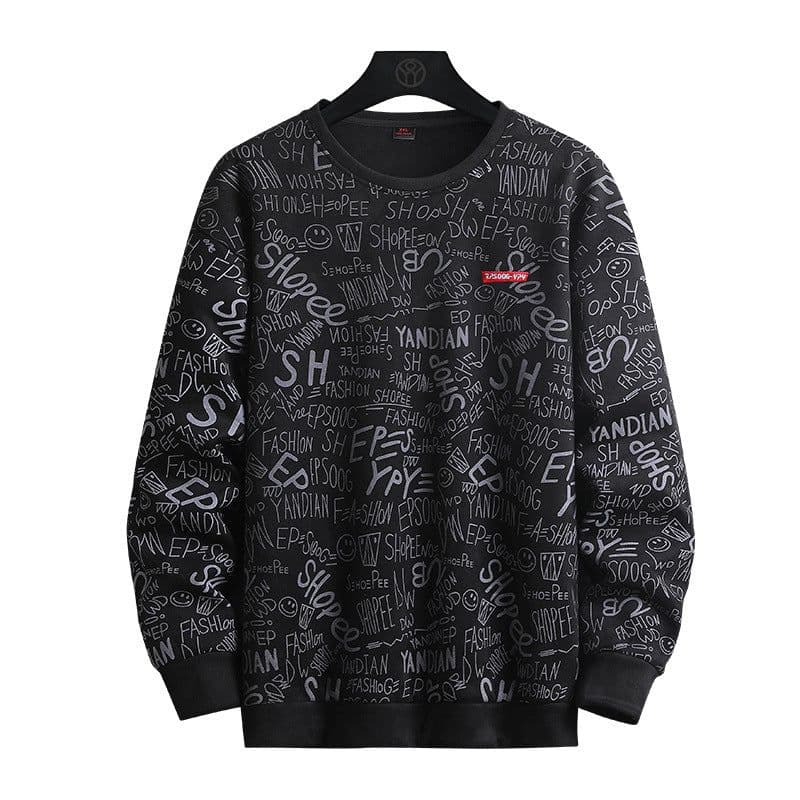 image-Men's 2023 Spring Casual Suede Print Sweatshirt 5XL Apricot