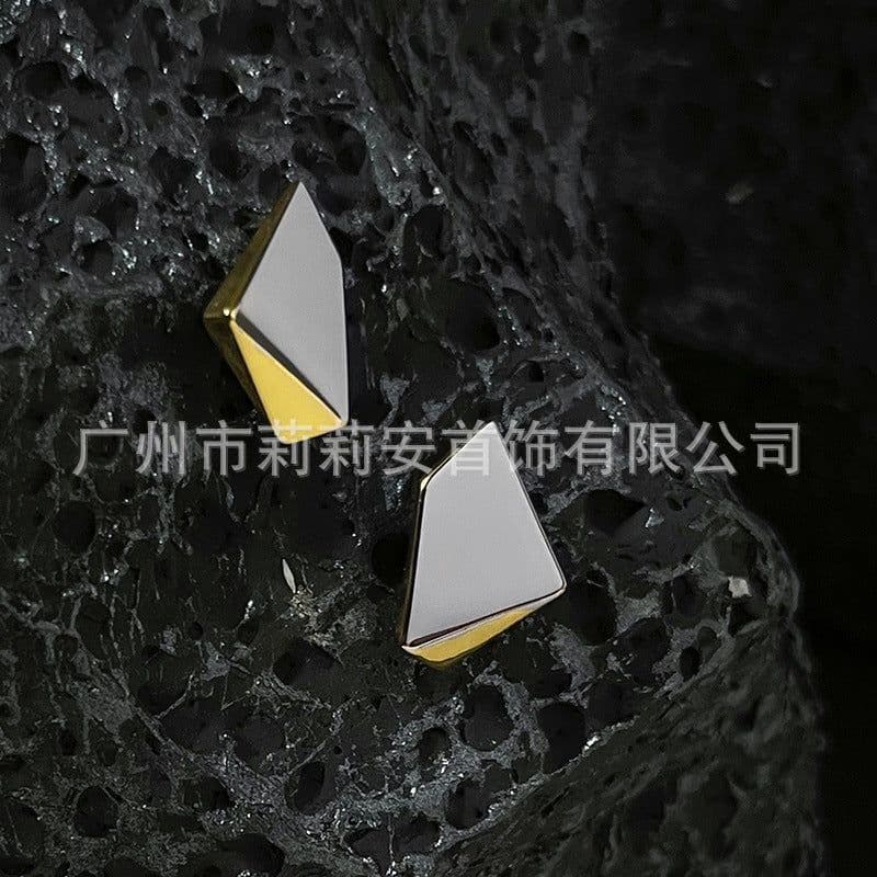 image-18K gold plated brass original design geometric color matching meteorite stud earrings personalized INS trend earrings E221449