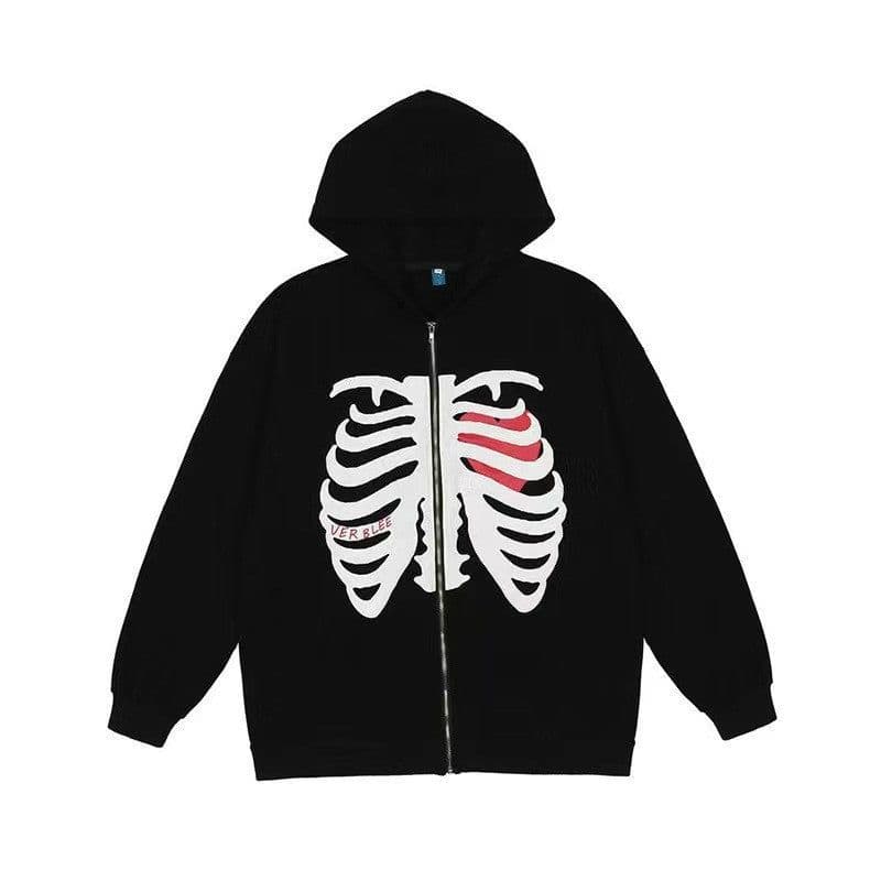 image-Dancing Skull Hooded Sweatshirt - Black Men