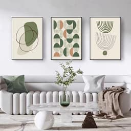 image-Modern Minimalist Living Room Morandi Abstract Sofa Background Wall Three-piece Painting