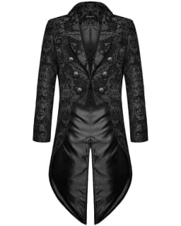 image-Fashion Men's Gothic Steampunk Tailcoat Jacket Black Damask Wedding Coat