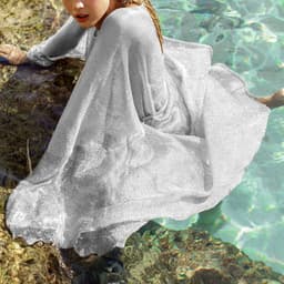image-Women's Mesh Beach Shirt Swimsuit Cardigan - Silver White