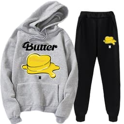 image-kpop new hooded suit men and women butter tubber sweater + sweatpants men's pullover hoodie pants