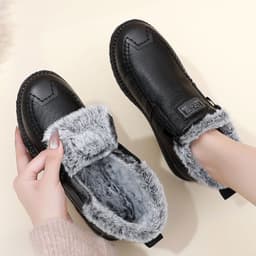 image-Women's Winter Cotton Shoes - Black Anti-Slip Warm