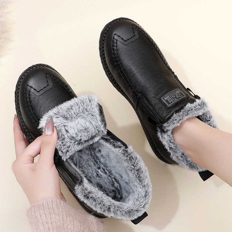 image-Women's Winter Cotton Shoes - Black Anti-Slip Warm
