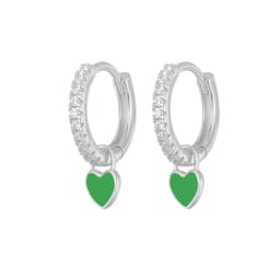 image-S925 Heart-Shaped Earrings - Platinum-White Oil Drop