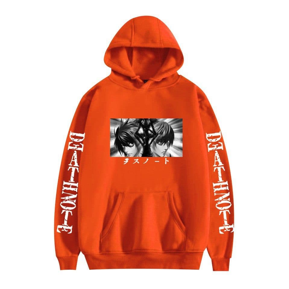 image-Death Note Cartoon Hoodie Large Pocket Velvet Sweatshirt Winter - Khaki A