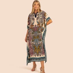 image-European and American new positioning printed blouse seaside holiday long skirt loose blouse bikini swimsuit robe outer wear female