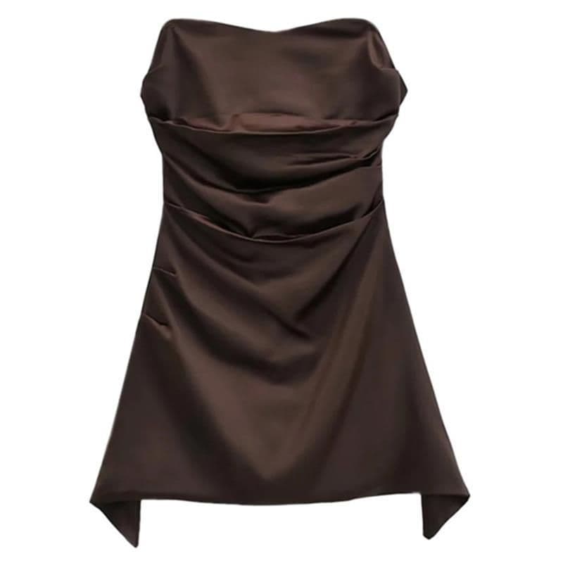 image-Black Strapless Tube Top Dress Short Skirt L