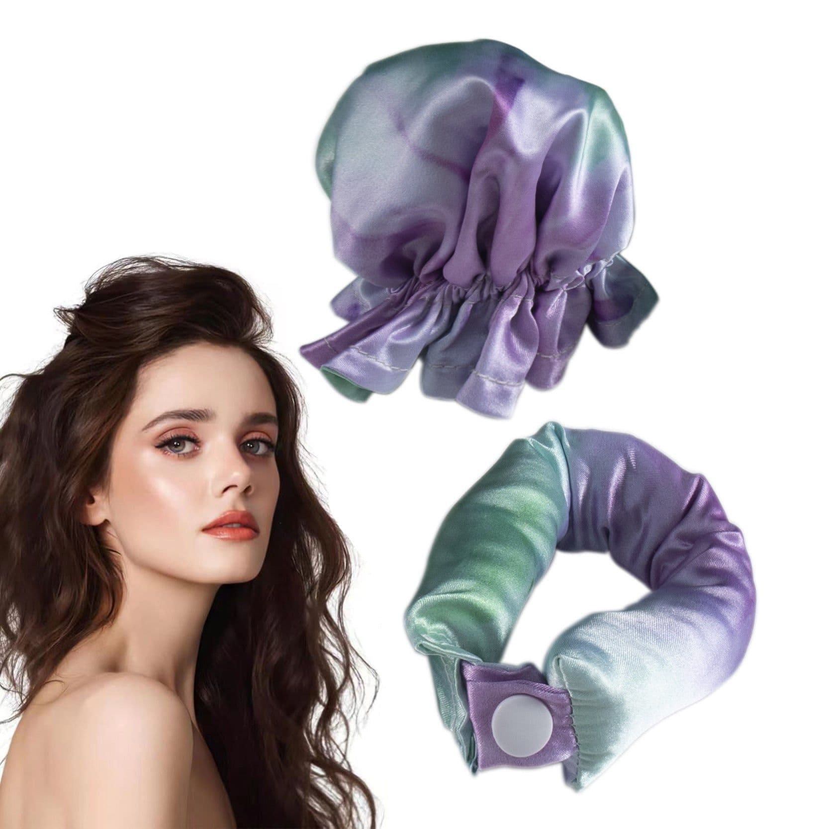 image-Heatless Curling Rod Set - Sleep Hair Curler Bun Purple