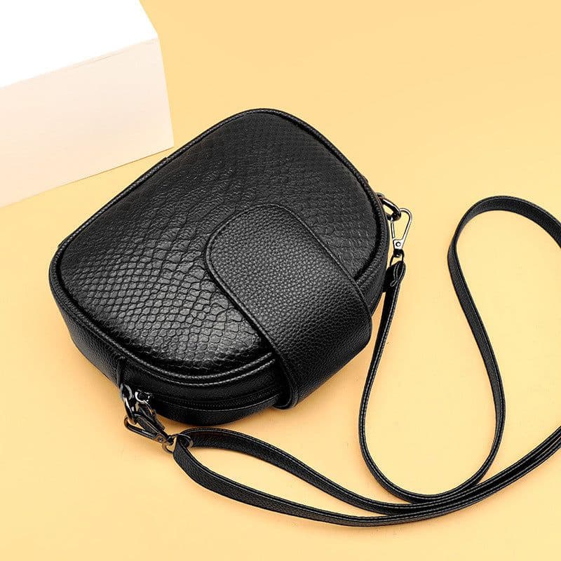 image-Genuine Leather Women's Crossbody Bag - Black Large Capacity 2023