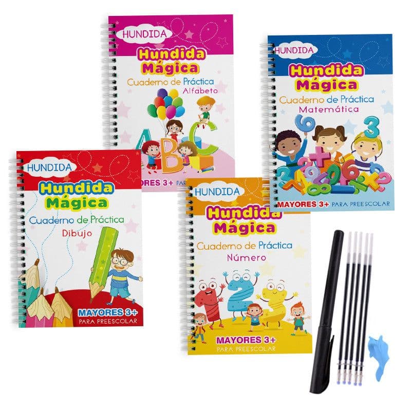 image-Cross-border Spanish version of children's groove calligraphy practice book, pen control training, magic practice copybook and red tracing book
