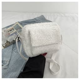 image-Furry One-Shoulder Bag - Brown Small Square Plush
