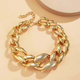 image-European and American cross-border jewelry hip-hop punk thick chain hollow pendant female street snap buttons exaggerated single-layer necklace