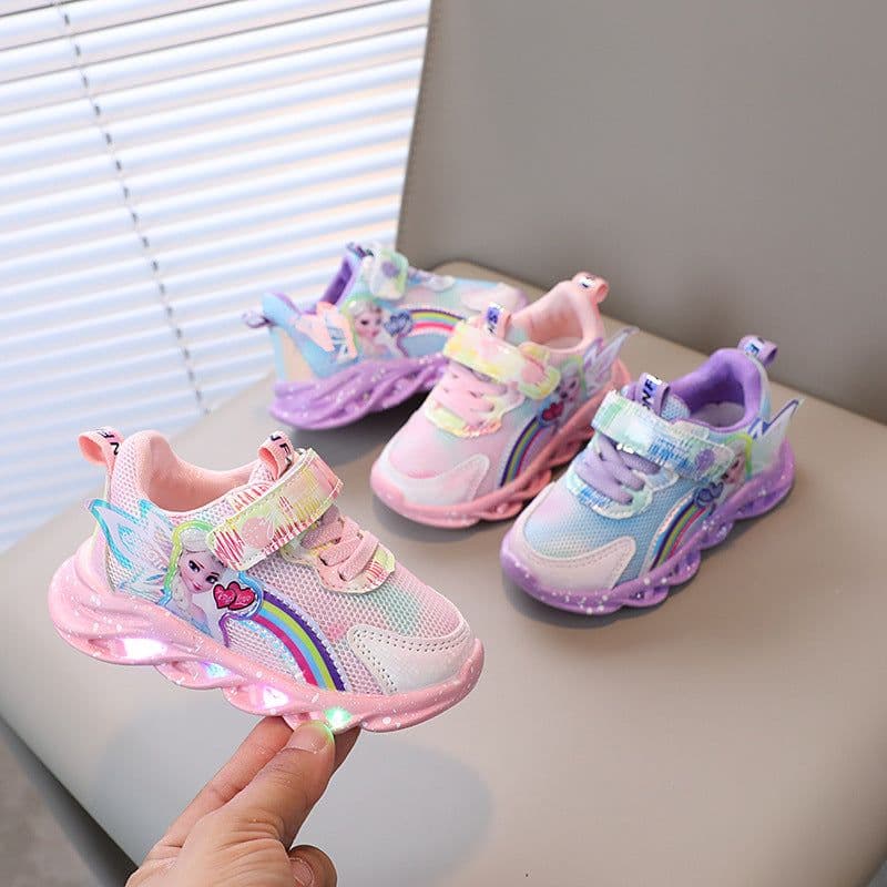 image-Girls Glow Shoes With Lights Mesh Breathable Sneakers 26 30