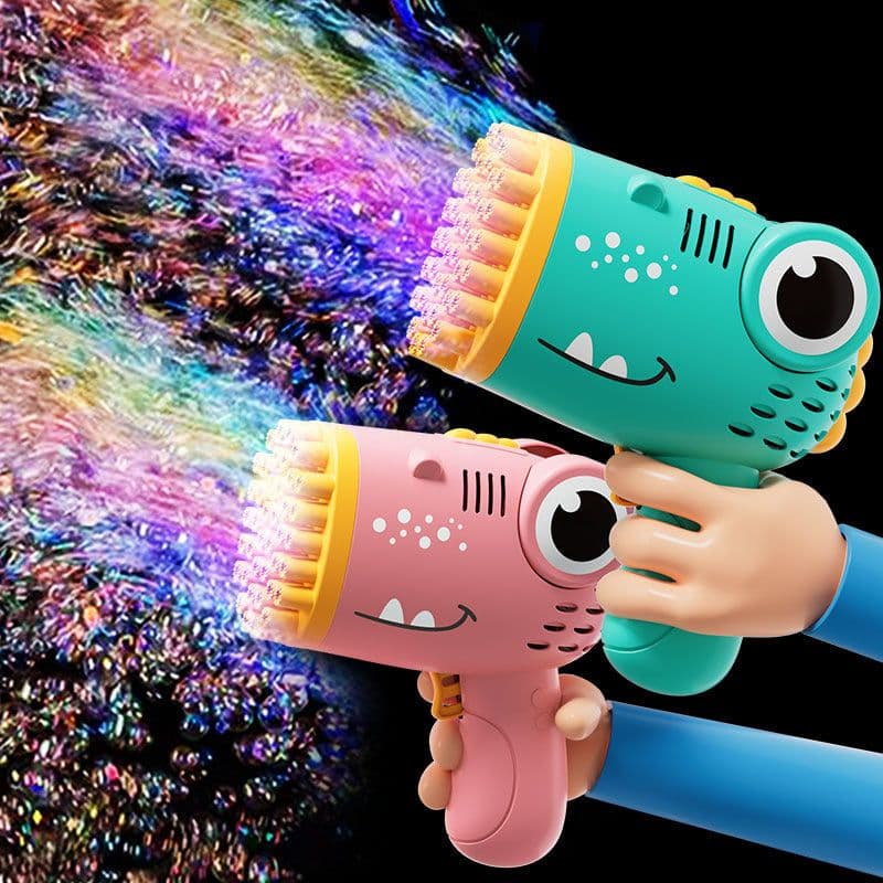 image-Little Dinosaur 40-Hole Bubble Machine Toy - Fully Automatic Bubble Gun for Kids
