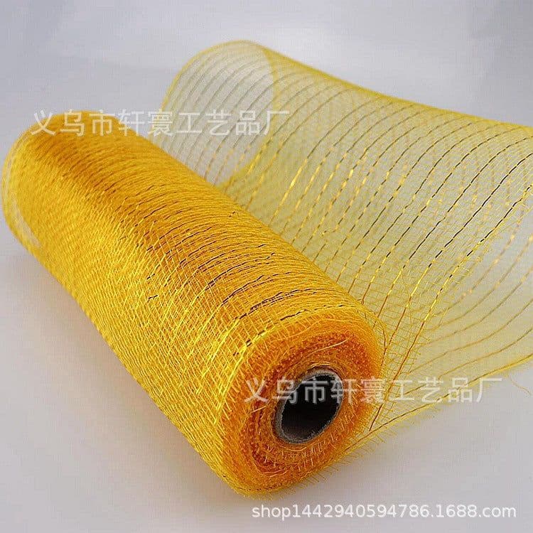 image-Christmas Wire Mesh Packaging - Red & White Strips 26cm x 10yds