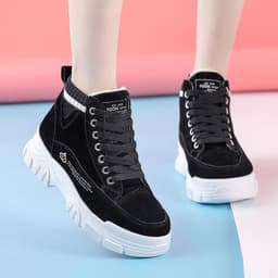 image-Winter women's shoes plus velvet and thickened warm cotton shoes flat heel thick sole 2021 new Korean version versatile student high-top shoes for women