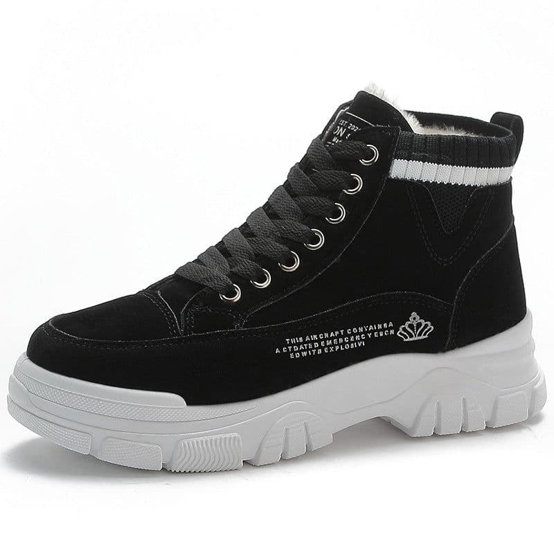 image-Winter women's shoes plus velvet and thickened warm cotton shoes flat heel thick sole 2021 new Korean version versatile student high-top shoes for women