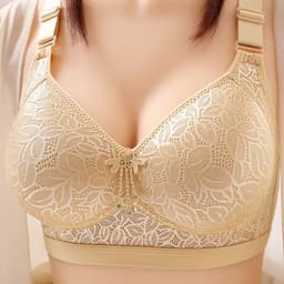image-Large size thin section no steel ring comfortable breathable adjustable underwear big breasts show small side gathered mother's bra