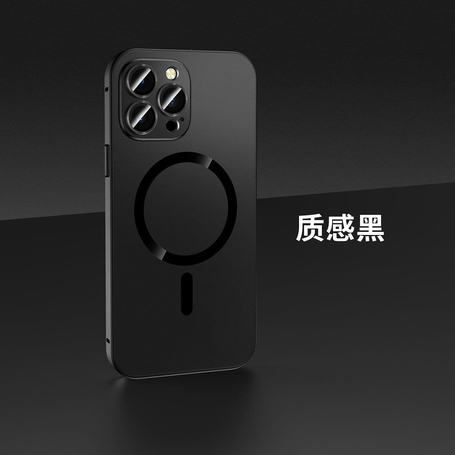 image-Magnetic iPhone 15 Pro Max Phone Case - Titanium Gray Metal with Lens Film