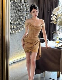 image-Tube Top Dress - Gold Sleeveless High Waist Belt