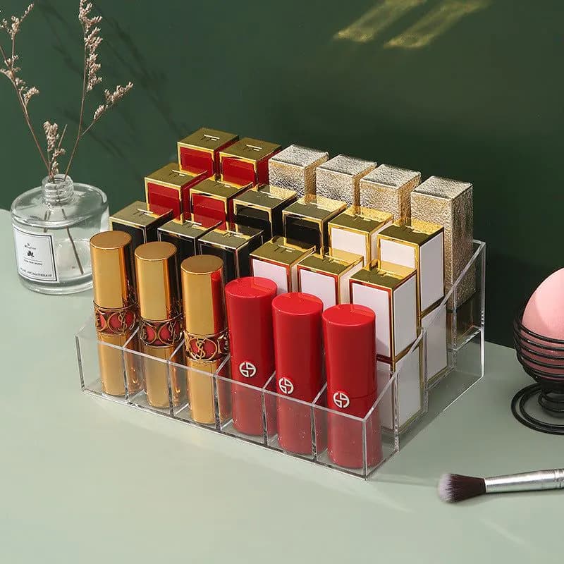 image-Lipstick Storage Rack - 40 Grid Transparent Plastic