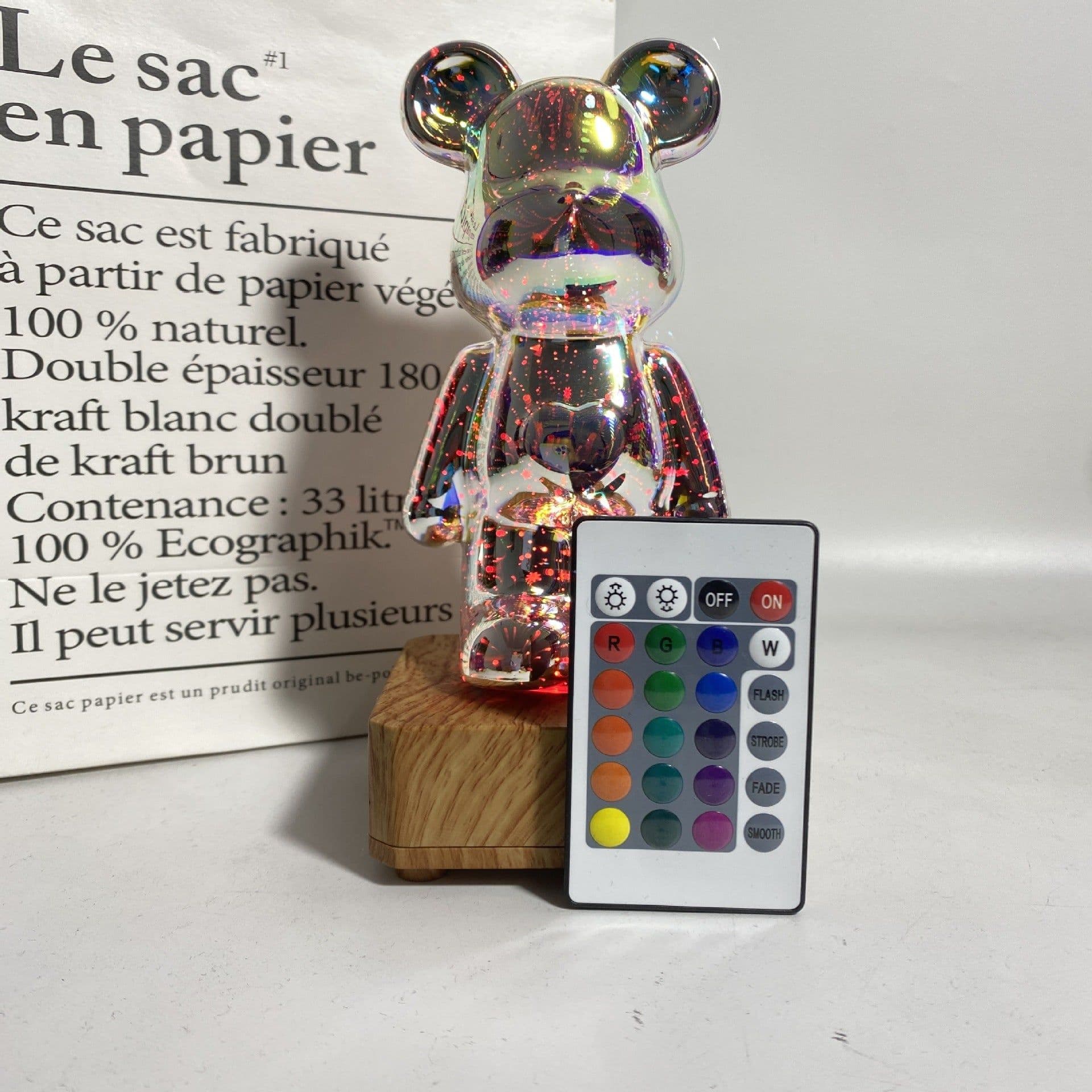 image-3D Fireworks Bear Night Light - Colorful USB Lamp