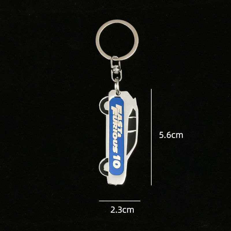 image-Cross-border wholesale anti-lost license plate key chain fast and furious key male car pendant metal gear key chain