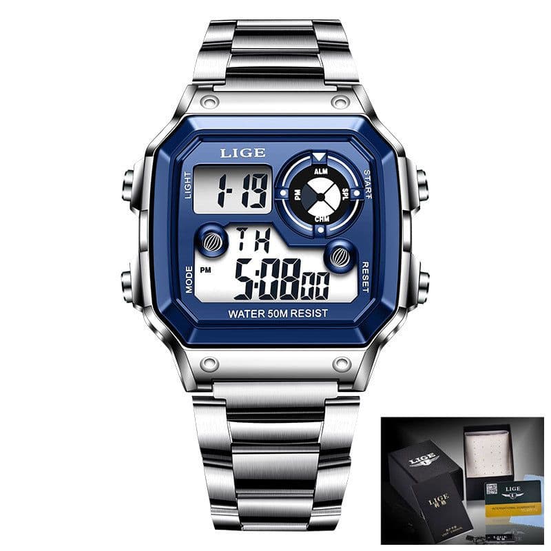 image-Lige LG8921 Electronic Watch - 40mm Silver 30M Water-Resistant