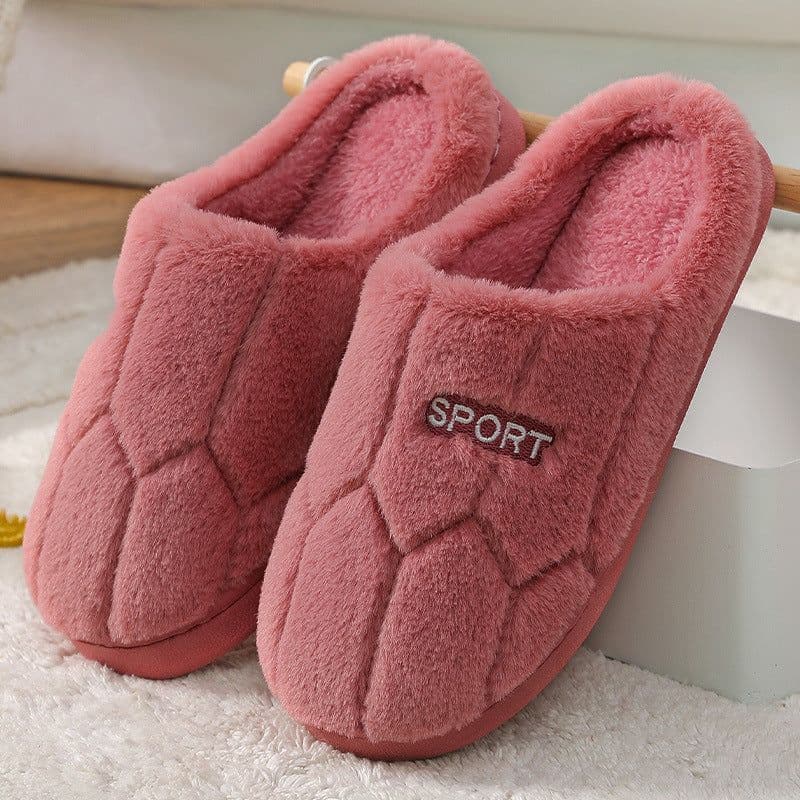 image-Gray Pig Plush Cozy Cotton Flip Flops, Diamond Purple, Size 44-45, Unisex