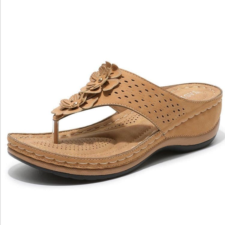 image-Large Size Herringbone Sandals - Light Brown PU, 43, Cross-Border