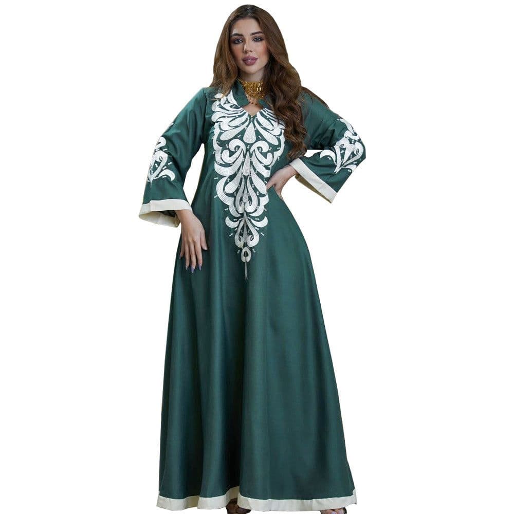 image-AB184 Embroidered Muslim Abaya Dress - Dubai