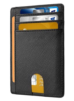 image-Genuine Leather RFID Card Holder - Black 8 Slot