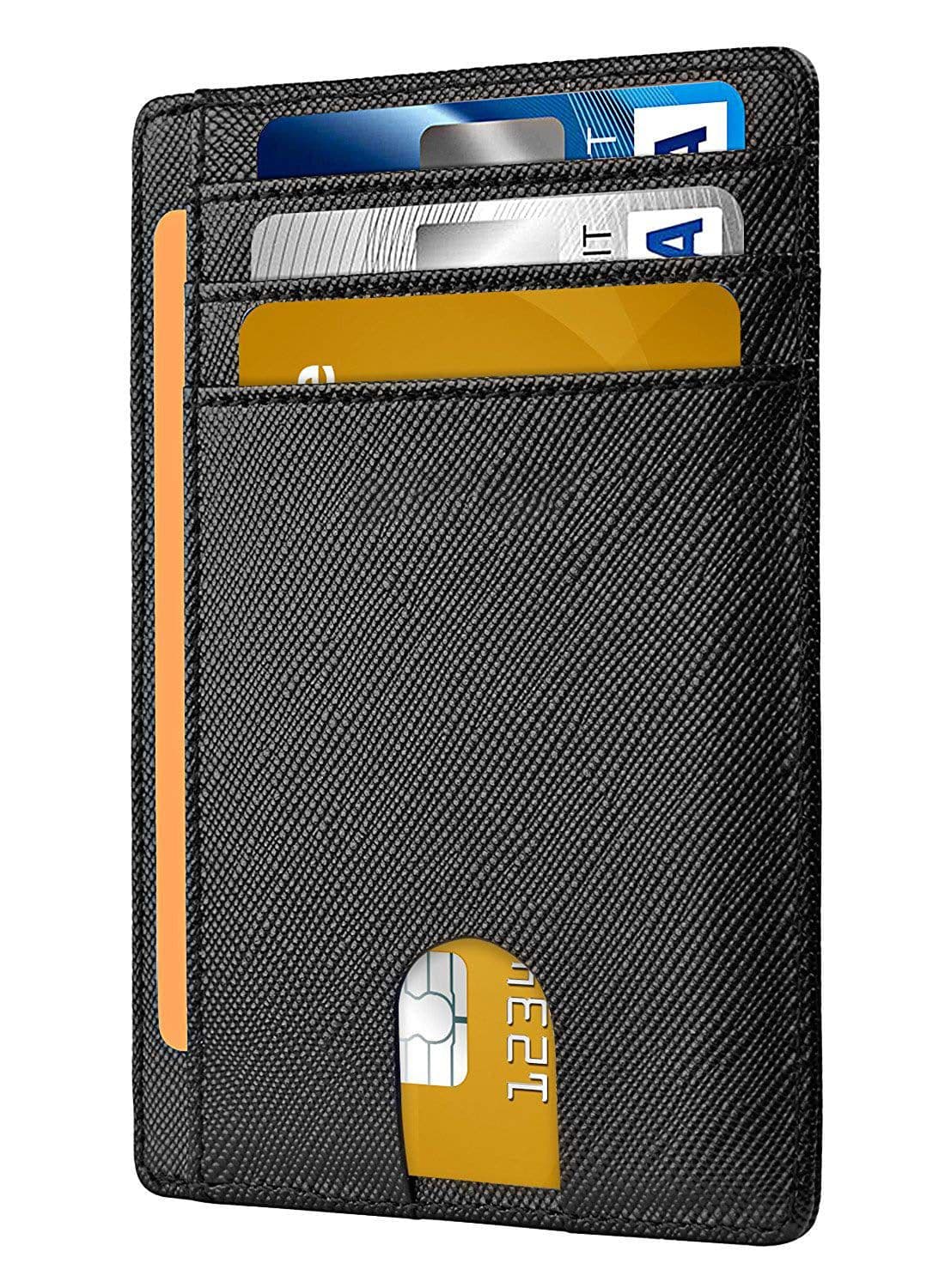image-Genuine Leather RFID Card Holder - Black 8 Slot