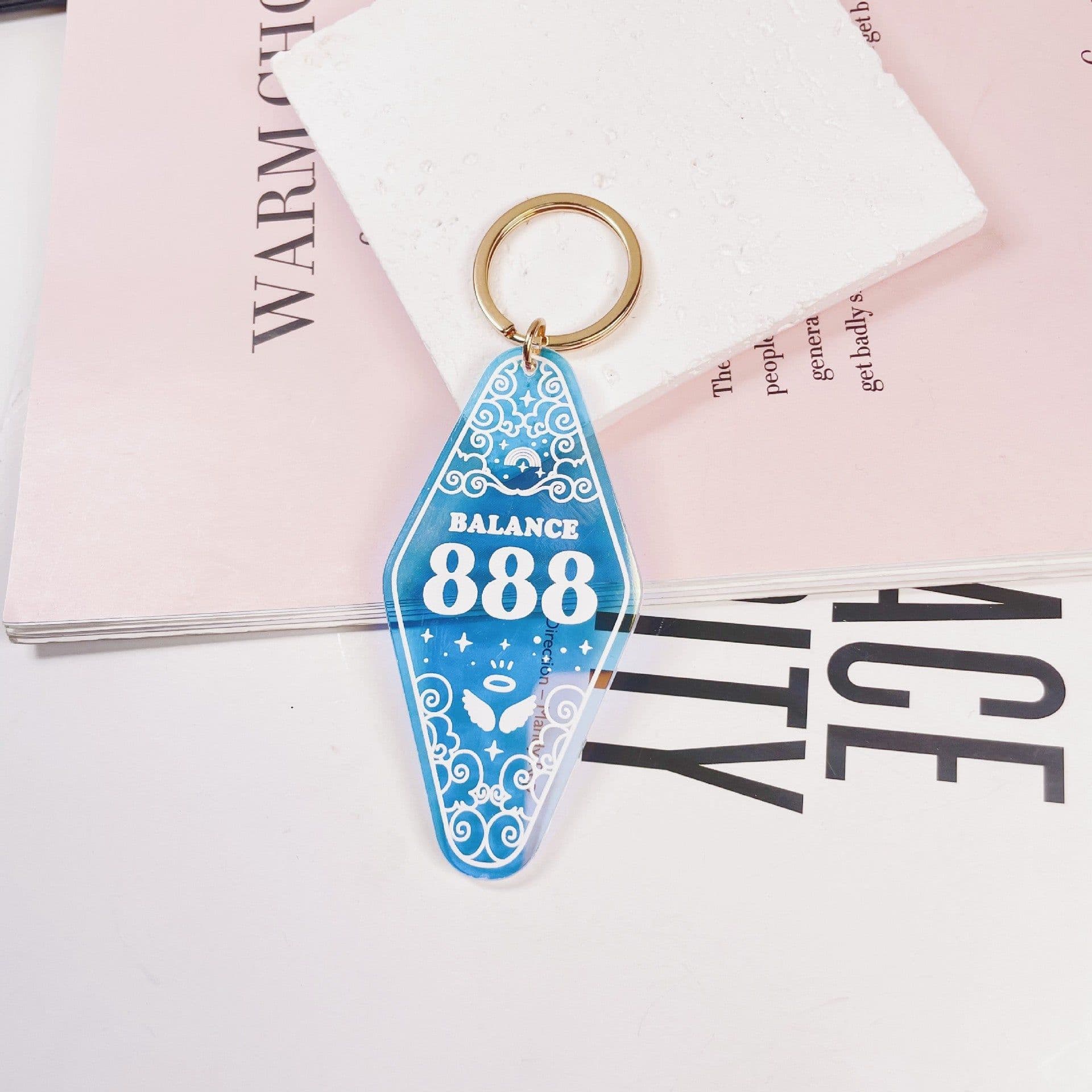 image-Acrylic Diamond Keychain - Color Changing Laser Pendant