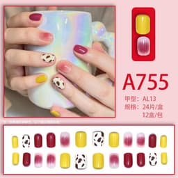 image-Fresh French flowers, cute ins wind, ice and transparent stars, long style, short style, white, high-end manicure and wearable nails