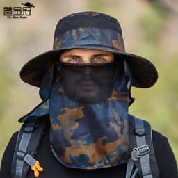 image-9012 cross-border sunscreen hat men's fishing hat camouflage sun hat cover face summer outdoor fisherman hat sun hat