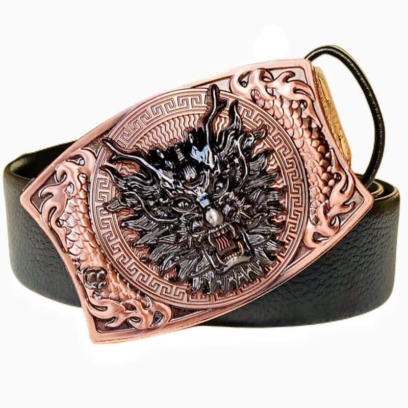 image-Men's Belt Knife - Trendy PU Leather, Alloy Buckle, 130cm