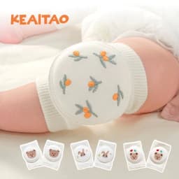 image-Cute baby knee pads for boys and girls crawling protective gear baby toddler anti-fall pure white sponge elbow pads summer thin