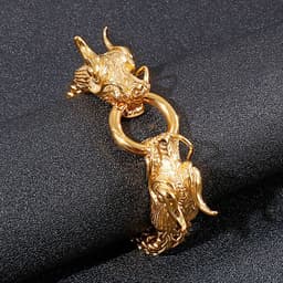 image-European and American Trend Jewelry Wholesale Men's Multilayer Bracelet Domineering Double Dragon Men's Bracelet Faucet Buckle