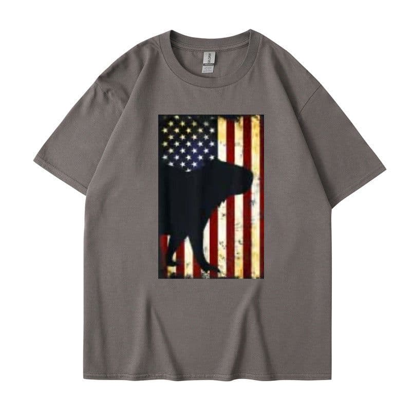 image-Men's Cartoon T-Shirt Dark Gray Cotton Short Sleeve